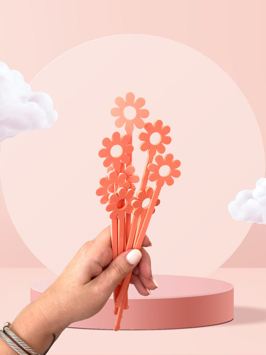 Flower Power Swizzle Stir Sticks, Set of 8