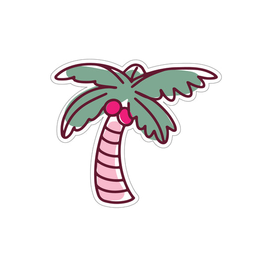 Palm Tree Waterproof Vinyl Sticker, 3"x2.5"