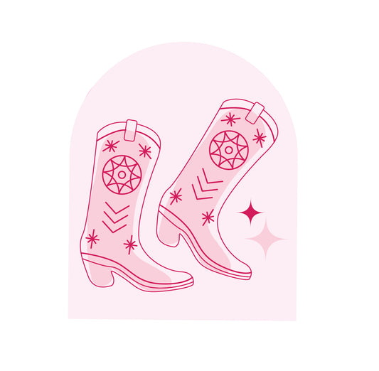 Cowgirl boots Waterproof Vinyl Sticker, 3"x2.5"