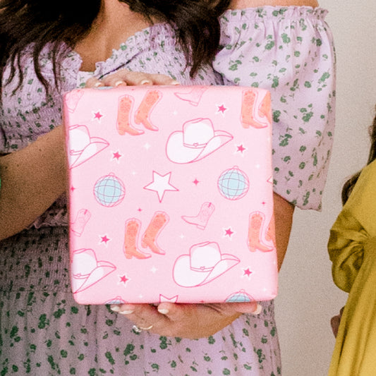 Cowgirl Disco Gift Wrap Sheet, Set of two 20"x28” sheets