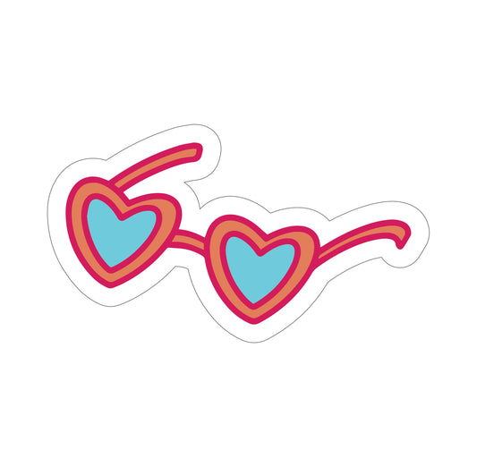 Heart Sunglasses Waterproof Vinyl Sticker, 3"x2.5"