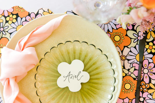Flower Shape Blank Acrylic Place Card, Set of 6