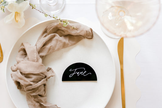 Black Half Arch Blank Acrylic Place Card, Set of 6