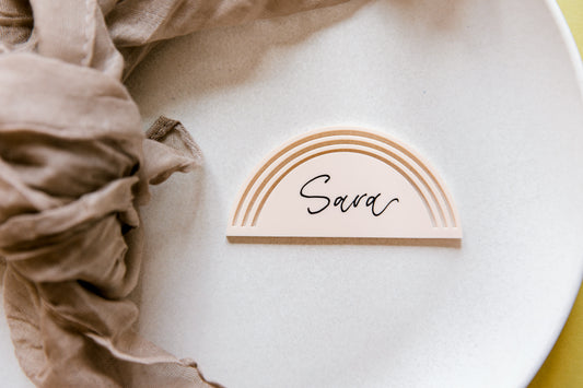 Tan Rainbow Half Arch Blank Acrylic Place Card, Set of 6