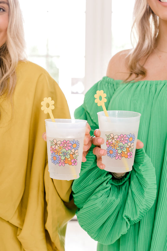 Flower Power Shatterproof Cups, Set of 8