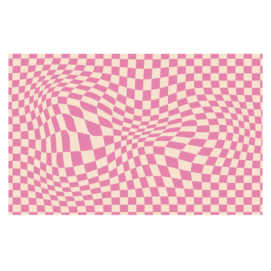 Pink Checkered Paper Placemats, Set of 12